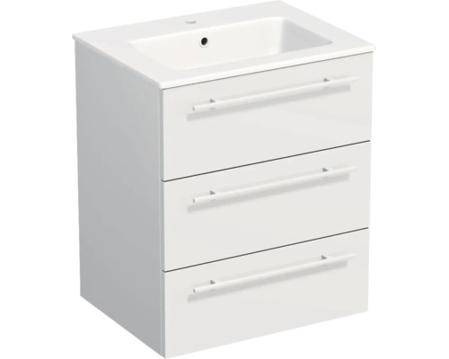 Lavabo Jungborn avec meuble bas QUARANTA L x H x P 60,5 cm x 71,5 cm x 46 cm, façade blanche mate QU 60 3Z A3416