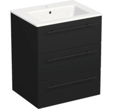 Lavabo Jungborn avec meuble bas QUARANTA l x h x p 60,5 cm x 71,5 cm x 46 cm, couleur de la façade: noir mat QU 60 3Z A3686
