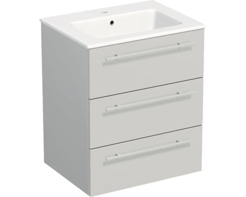 Lavabo Jungborn avec meuble bas QUARANTA l x h x p 60,5 cm x 71,5 cm x 46 cm, couleur de la façade: gris clair mat QU 60 3Z A5866