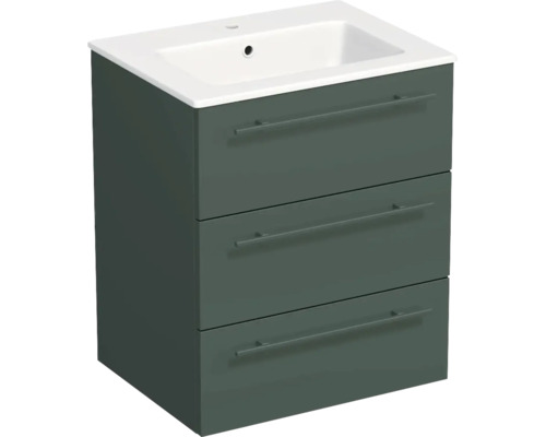 Lavabo Jungborn avec meuble bas QUARANTA l x h x p 60,5 cm x 71,5 cm x 46 cm, couleur de la façade: vert sauge mat QU 60 3Z A9146