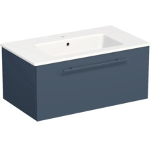 Lavabo Jungborn avec meuble bas QUARANTA L x H x P 80,5 cm x 37,5 cm x 46 cm, couleur de la façade: bleu indigo mat, réf. QU 80 1Z A5606