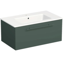 Lavabo Jungborn avec meuble bas QUARANTA L x H x P 80,5 cm x 37,5 cm x 46 cm, couleur de la façade: vert sauge mat, QU 80 1Z A9146