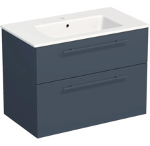 Lavabo Jungborn avec meuble bas QUARANTA l x h x p 80,5 cm x 60,5 cm x 46 cm, couleur de la façade: bleu indigo mat, QU 80 2Z A5606