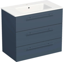 Lavabo Jungborn avec meuble bas QUARANTA L x H x P 80,5 cm x 71,5 cm x 46 cm, couleur de la façade: bleu indigo mat, QU 80 3Z A5606