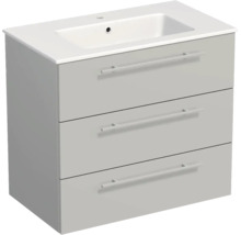 Lavabo Jungborn avec meuble bas QUARANTA L x H x P 80,5 cm x 71,5 cm x 46 cm, façade gris clair mat QU 80 3Z A5866