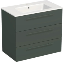 Lavabo Jungborn avec meuble bas QUARANTA L x H x P 80,5 cm x 71,5 cm x 46 cm, couleur de la façade: vert sauge mat, QU 80 3Z A9146
