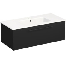 Jungborn Mineralguss Waschbecken mit Unterschrank QUARANTA BxHxT 100.5 x 37.5 x 46 cm Frontfarbe schwarz matt