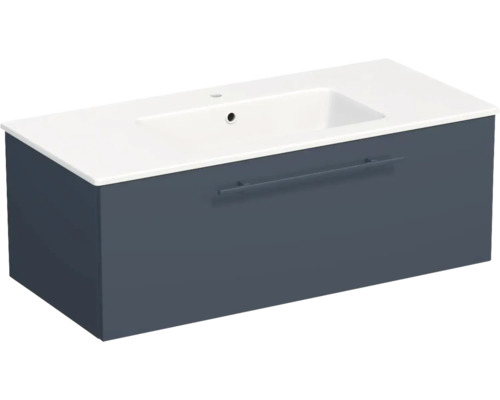 Lavabo Jungborn avec meuble bas QUARANTA l x h x p 100,5 cm x 37,5 cm x 46 cm, couleur de la façade: bleu indigo mat, QU 100 1Z A5606