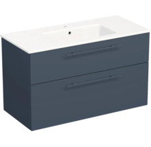 Lavabo Jungborn avec meuble bas QUARANTA L x H x P 100,5 cm x 60,5 cm x 46 cm, couleur de la façade : bleu indigo mat, réf. QU 100 2Z A5606