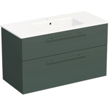 Lavabo Jungborn avec meuble bas QUARANTA L x H x P 100,5 cm x 60,5 cm x 46 cm, couleur de la façade: vert sauge mat, QU 100 2Z A9146