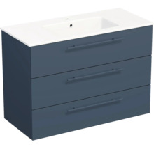 Lavabo Jungborn avec meuble bas QUARANTA L x H x P 100,5 cm x 71,5 cm x 46 cm, couleur de la façade: bleu indigo mat, QU 100 3Z A5606