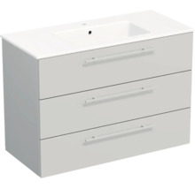Lavabo Jungborn avec meuble bas QUARANTA L x H x P 100,5 cm x 71,5 cm x 46 cm, couleur de la façade: gris clair mat QU 100 3Z A5866