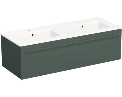 Lavabo Jungborn avec meuble bas QUARANTA L x H x P 120,5 cm x 37,5 cm x 46 cm, couleur de la façade: vert sauge mat, QU 120D 1Z A9146