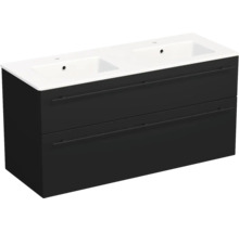Lavabo Jungborn avec meuble bas QUARANTA l x h x p 120,5 cm x 60,5 cm x 46 cm, couleur de la façade: noir mat QU 120D 2Z A3686