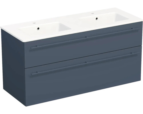 Lavabo Jungborn avec meuble bas QUARANTA L x H x P 120,5 cm x 60,5 cm x 46 cm, couleur de la façade: bleu indigo mat, QU 120D 2Z A5606