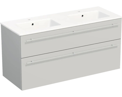 Lavabo Jungborn avec meuble bas QUARANTA L x H x P 120,5 cm x 60,5 cm x 46 cm, couleur de la façade: gris clair mat, QU 120D 2Z A5866