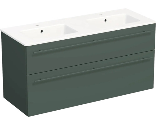 Lavabo Jungborn avec meuble bas QUARANTA L x H x P 120,5 cm x 60,5 cm x 46 cm, couleur de la façade: vert sauge mat, QU 120D 2Z A9146