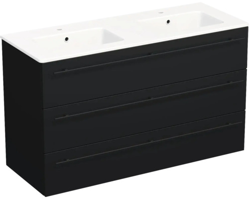 Lavabo Jungborn avec meuble bas QUARANTA L x H x P 120,5 cm x 71,5 cm x 46 cm, façade noire mate QU 120D 3Z A3686
