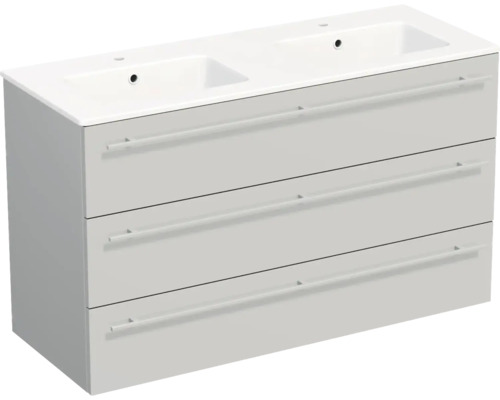 Lavabo Jungborn avec meuble bas QUARANTA L x H x P 120,5 cm x 71,5 cm x 46 cm, couleur de la façade: gris clair mat, QU 120D 3Z A5866