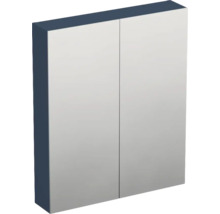Badspiegelschrank mit zwei Spiegeltüren und dunklen Seitenwänden.