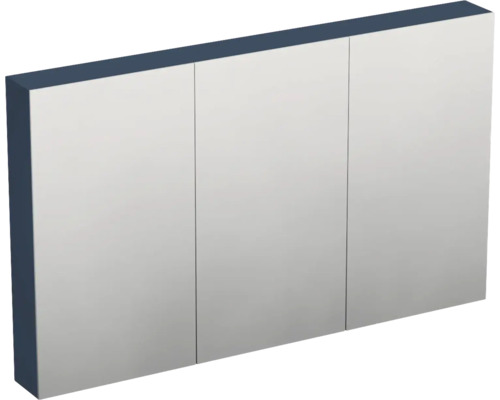 Armoire de toilette à trois portes pour la salle de bains avec façades en miroir et corps anthracite.