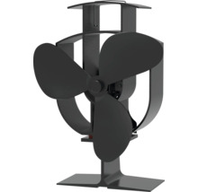Ventilateur de cheminée noir en métal à trois pales pour poêles.