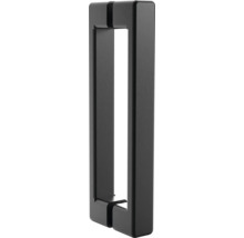 Poignée de tirage rectangulaire moderne en métal brossé noir pour portes.