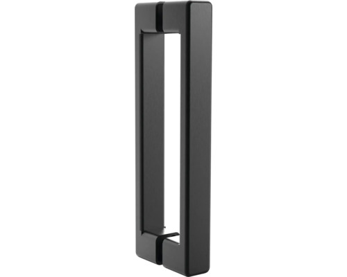 Poignée de tirage rectangulaire moderne en métal brossé noir pour portes.