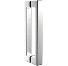 Poignée de tirage rectangulaire moderne pour portes d'entrée en acier inoxydable brossé.