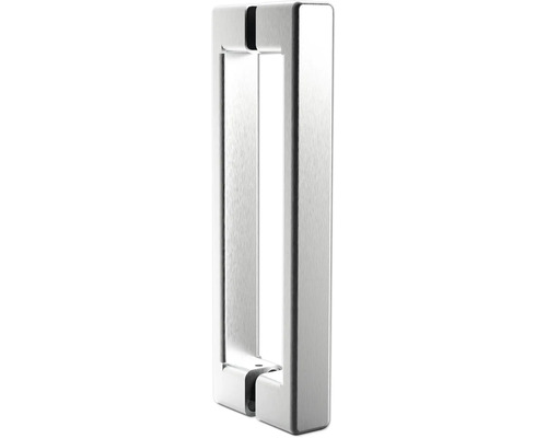 Poignée de tirage rectangulaire moderne pour portes d'entrée en acier inoxydable brossé.