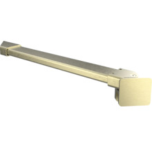 Barre de stabilisation pour parois de douche avec profilé rectangulaire en métal brossé.