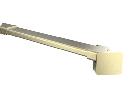 Barre de stabilisation pour parois de douche avec profilé rectangulaire en métal brossé.