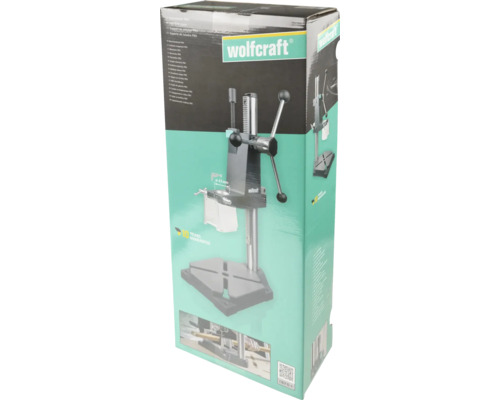 Support de perçage PRO Wolfcraft pour perceuses avec plateau en fonte, collier de 43 millimètres et 10 ans de garantie.