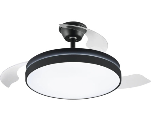 Moderner Deckenventilator mit LED-Beleuchtung und ausfahrbaren Flügeln.