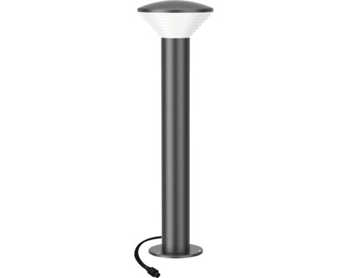 Borne lumineuse anthracite en métal avec diffuseur blanc en plastique pour le jardin.