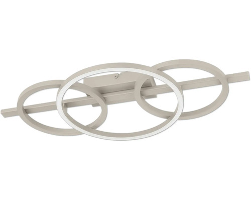 Plafonnier LED moderne composé de trois éléments circulaires superposés et d'une barre horizontale.