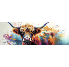 Leinwandbild colorful cow 150x50 cm