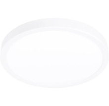 Plafonnier LED rond blanc en plastique.
