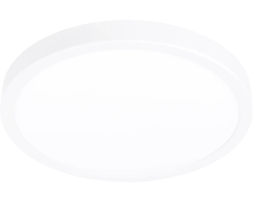 Plafonnier LED rond blanc en plastique.