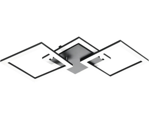 Moderne LED-Deckenleuchte in Schwarz und Weiß mit drei ineinandergreifenden quadratischen Rahmen.