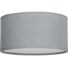 Abat-jour cylindrique en tissu gris pour lampes de table et lampadaires.