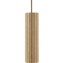 Suspension cylindrique en bois rainuré avec câble textile