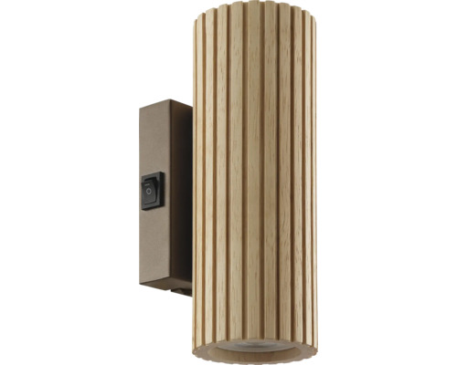 Applique murale en bois avec structure à lamelles et interrupteur intégré