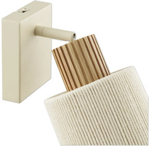 Applique murale avec noyau en bois rainuré et abat jour en tissu enroulé