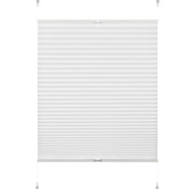 Store plissé blanc avec plis horizontaux pour la protection solaire aux fenêtres.