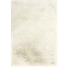 Rechteckiger Hochflor-Teppich in Creme mit weicher, flauschiger Textur.