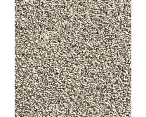 Gros plan d'une moquette chinée avec une structure de fibres denses et torsadées.