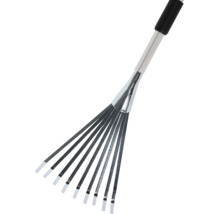 Balai à gazon avec dents métalliques et manche pour le jardin