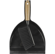 Pelle à poussière avec balayette à manche en bois pour le nettoyage des petites surfaces.