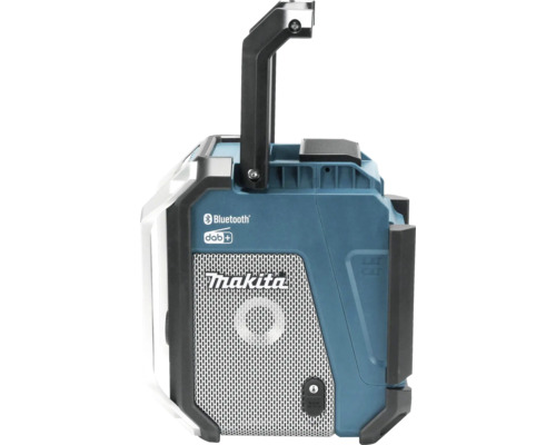 Radio de chantier Makita avec Bluetooth, DAB plus, poignée de transport et grille de haut-parleur, Makita Logo.